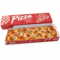 Boîte à pizza rouge personnalisée avec trous de ventilation et couvercle et plateau en deux parties pour la livraison à emporter