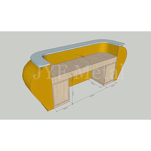 طاولة استقبال فندقية حديثة بتصميم جديد من الفولاذ المقاوم للصدأ بنمط تموجات الماء، أثاث فني معدني مخصص للبار - Product Image 3