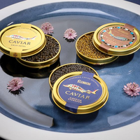 Boîte de conserve de caviar de luxe dorée 10g 30g 50g 100g 125g 250g, en fer blanc de qualité alimentaire, ronde, sous vide, pour caviar et thon