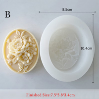 4 styles de moules à savon ovales en silicone - Moule à savon ovale en forme de fleur - Moule à savon en forme de fleur sauvage - Moule à savon en forme de fleur en relief - Moule à savon DIY pour aromathérapie
