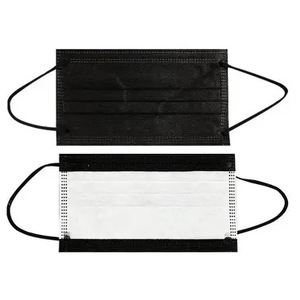 Masque à trois couches noir et blanc avec bande nasale large et boucles rondes, haute élasticité, emballé individuellement, directement de l'usine - Product Image 3