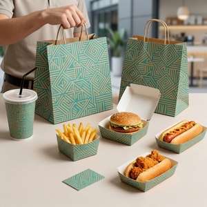 Bolsa de Papel para Restaurante con Logotipo Personalizado, para Comida para Llevar, Entrega de Hamburguesas, Papas Fritas y Café, Venta al Por Mayor - Product Image 4
