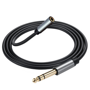 6.35mm 1/4" Mono Male to 3.5mm 1/8" TS Mono Male 90 Degree Right Angle <strong>Plug</strong> Adapter Audio Cable Cord - Product Image 1