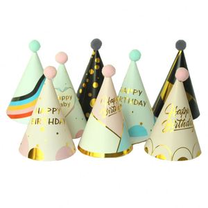 Chapeaux d'anniversaire coniques en papier 11*16 cm pour enfants, décoration de fête - Product Image 1