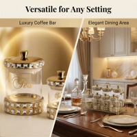 Ensemble de pots à épices en verre incrustés de cristaux de luxe, 7 pièces, support doré, bouteille à épices en strass, pot à condiments, décoration de cuisine, ensemble cadeau