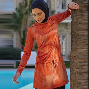 Costumi da bagno musulmani all'ingrosso della fabbrica arancione 2024 a maniche lunghe sportivi con montaggio islamico reggiseno costumi da bagno musulmani - Product Image 2