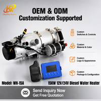 OkyRie Calentador de Agua Diésel de Aluminio de 15KW, Doble Voltaje 12V/24V, Controlador Inteligente SHS-08, Control Remoto SIM, Modo Plano, para Camiones VW, Nuevo