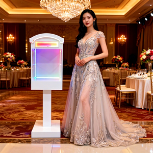 Cabine téléphonique de mariage en fer forgé sur pied avec éclairage LED, décoration artistique, support pour livre d'or audio pour événements de mariage - Product Image 1