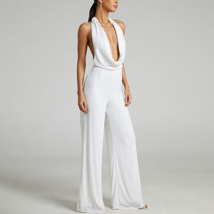 Good Quality Custom Ladies Clothing Sexy Cowl Neck Wide Leg Sequin Women's <strong>Jumpsuits</strong> Playsuits - Product Image 1