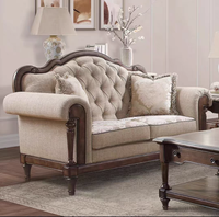 Canapé Chesterfield Classique pour la Maison en Bois Massif, 3 Places, avec Tissu de Haute Qualité au Design Américain pour Salon