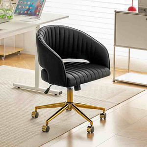 コンピュータワークステーション用の人間工学に基づいたデザインのモダンなピンクベルベット回転オフィスチェア - Product Image 3