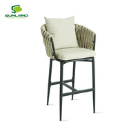 Tabouret de bar moderne en caoutchouc tressé robuste pour terrasse, mobilier de loisirs extérieur, chaise de bar Horeca