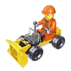 JIESTAR 26 pcs stem education little engineering bulldozer model diy building block brick children small cheap mini party favors