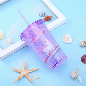 Unicorn Double Layer Plastic <b>Straw</b> <b>Cup</b> Mixed Color Cartoon Design Party Drinkware With <b>Lid</b> <b>And</b> <b>Straw</b> Portable Water <b>Cup</b> - Product Image 4