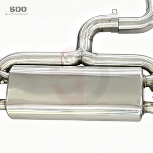 Système d'échappement complet en acier inoxydable SDO pour VW <span class=keywords><strong>Golf</strong></span> 7R/7.5R MK7/MK7.5 2.0T 2012-2020 avec tuyau de descente droit et embouts en carbone - Product Image 5