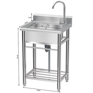 Vendita calda 304 in acciaio inox singolo ciotola lavello da cucina con bordo di scarico e vassoio per Home Restaurant - Product Image 1