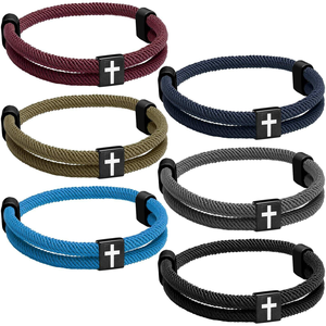 Pulsera de Cuerda Trenzada al por Mayor, Hecha a Mano, Ajustable, Colorida, Tejida, de la Amistad, Religiosa, con <span class=keywords><strong>Nudo</strong></span> Metálico - Product Image 1