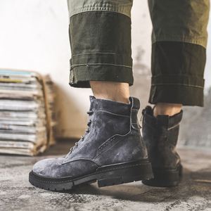 Men's Winter Fleece-lined Leather Boots Casual High-top Non-slip Ankle Boots - Product Image 4