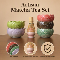 Bol à matcha sculpté à la main avec motif de lotus, bec verseur, Chawan traditionnel japonais, Chasen en bambou
