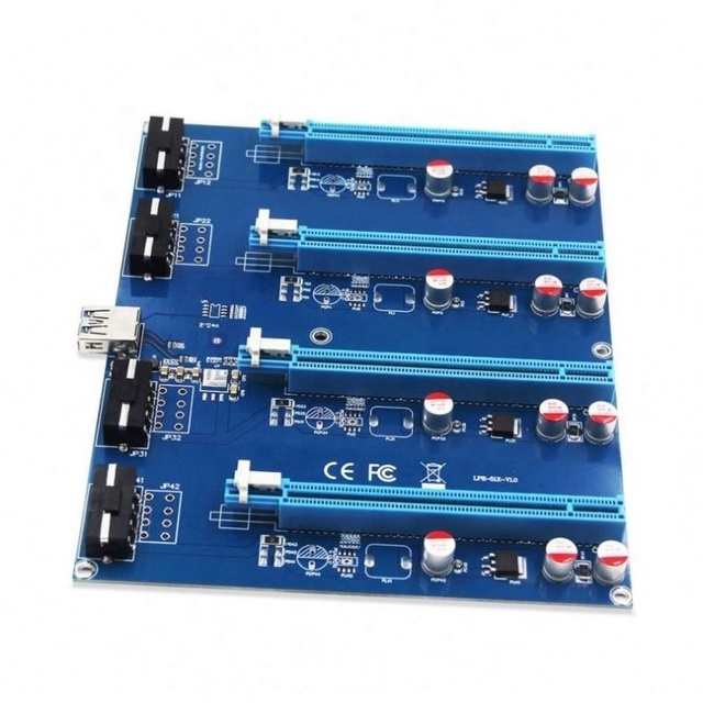 PCI-E 1x Expansion Kit PCI Express 1 to 4 Port PCI Express Switch Multiplier HUB Riser Card PCIE x1 to x16 Adapter
