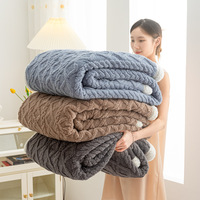 Couverture en molleton jacquard double couche épaissie, la plus vendue, toutes saisons, pour sieste au bureau, canapé, lit, maison, taille personnalisée, logo