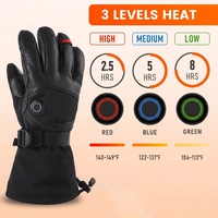 Gants chauffants unisexes en peau de chèvre, imperméables, compatibles écran tactile, antidérapants, avec sangle de poignet réglable, coupe-vent, rechargeables