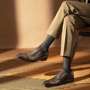 Zapatos Oxford de Cuero Genuino para Hombre, Hechos a Mano, con Punta Redonda, con Cordones, Formales y de Negocios, Cómodos, de Primera Calidad, con Capa Superior de Piel de Vaca - Product Image 2
