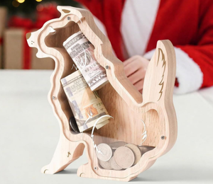 Salvadanaio in legno a forma di cane, banca per monete a forma di cane, salvadanaio a forma di maialino - Product Image 4