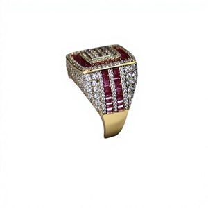 Anillo Orelia Luxe Orelia 312 en Oro Rosa y Chapado en Oro de 18k con Moissanita, Corte en Racimo, Estilo Hip Hop para Hombre, Joyería de Regalo - Product Image 1