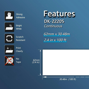 Rollo de Etiquetas Térmicas DK-22205 de 62 mm x 30,48 m Compatible con Impresoras <span class=keywords><strong>Brother</strong></span> Serie <span class=keywords><strong>QL</strong></span> - Product Image 2