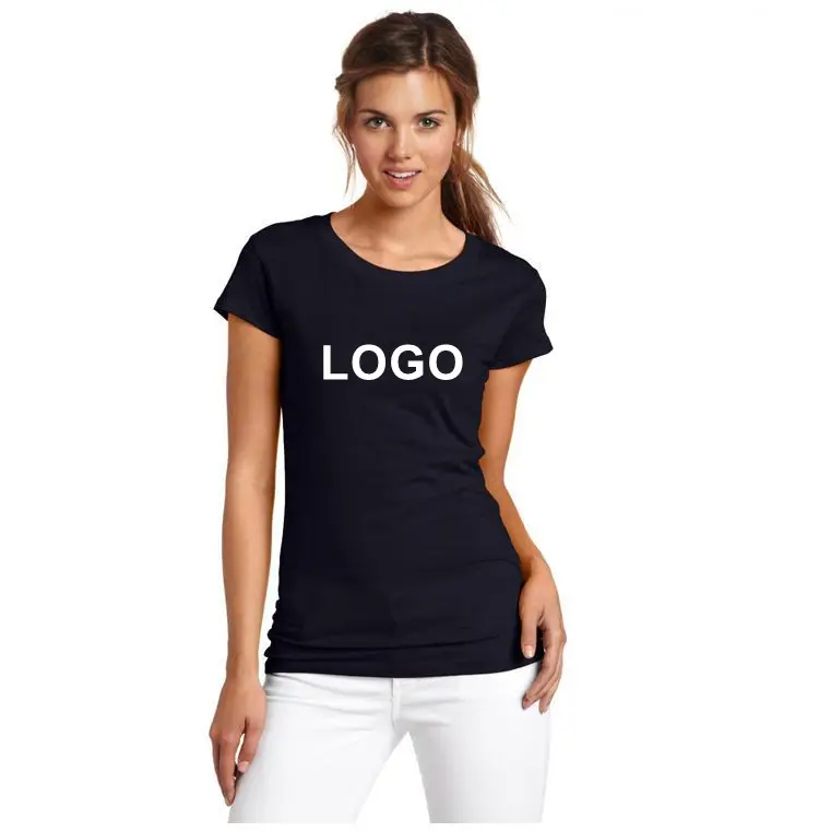 180gsm % 100% pamuk özel Logo baskılı boş T Shirt toptan düz kadın T Shirt
