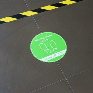 <span class=keywords><strong>Vinilo</strong></span> autoadhesivo personalizado, gráficos brillantes, suelo redondo, señalización de advertencia cuadrada, pegatinas impresas, calcomanías de suelo - Product Image 2