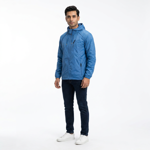 Finer Threads Custom Logo Men's Hooded Windbreaker <b>Jacket</b>-Windproof 100% Cotton Vintage Style - Product Image 1