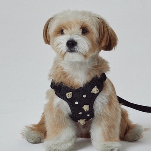 Pet Ins Style 3D Embroidery Cute Bear Breathable Cowboy Suit Pet Harness Set Denim Material <strong>Dog</strong> Knapsack Pet <strong>Collar</strong> - Product Image 2