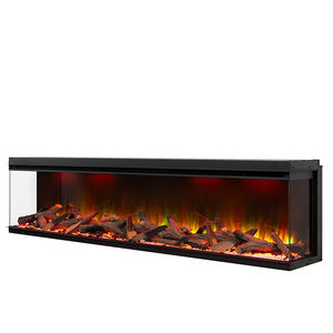 最新の大型80インチモダン室内3面リアルLED炎電気暖炉（オプションで本物の薪セット、スマート音声制御付き） - Product Image 4