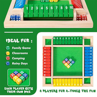 Shut The Box Jeu de dés 8 dés 4 joueurs Jeu de dés en bois Parfait pour les fêtes Facile à apprendre Version de table et jeu de société Pub