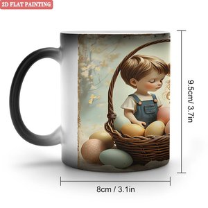 <b>Easter</b> Egg <b>Basket</b> Girl Mug 11oz Frosted Black Ceramic Heat Sensitive Cup - Product Image 1