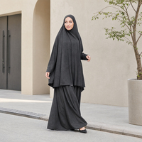 Ensemble Khimar gris foncé pour femmes musulmanes, soie de qualité supérieure, coordonné, mode modeste raffinée, tenue de soirée