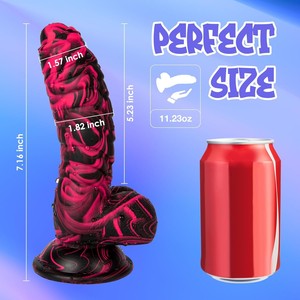 Dildo de Silicona Especial de 7 Pulgadas con Fuerte Succión, Sensación Realista, Rojo y Negro, Dildo Realista Enorme para la Masturbación Femenina - Product Image 1