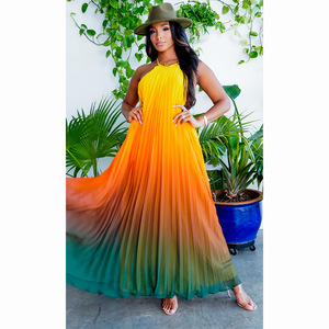 CY0330 Boutique Sexy Ropa de Verano Playa Halter Maxi Vestidos Mujeres Color Gradiente Suelto Casual Elegante Vestido Largo - Product Image 6