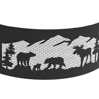 Bordure de foyer extérieur en métal antirouille, motif pin des montagnes, pour feux de camp en plein air et rassemblements en jardin