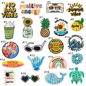 Verano lindo dibujos animados bordado apliques océano olas gafas de sol tortuga marina helado parches - Product Image 2