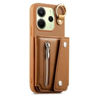 Étui de téléphone portefeuille antichoc pour Xiaomi 15 Pro/Redmi Note 14/Note 14 Pro Plus/K80 avec fentes pour fermeture éclair