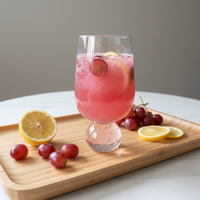 Verres à vin sans pied de couleur rose, gobelet à vin en cristal de luxe avec base en diamant pour les mariages, les anniversaires