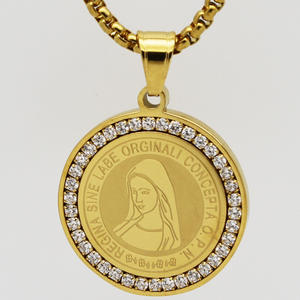 Irgin Maria – pendentif en acier inoxydable, breloques en zircon vierge marie pour bébé, épingle de décoration - Product Image 4