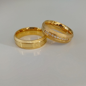 Anillos de Boda Chapados en Oro de 24k para Pareja, Joyería de Acero Inoxidable para Mujer, Anel, Bague, Anillos, Eheringe, Snubni, Prsten, <span class=keywords><strong>Ringar</strong></span>, Anelli - Product Image 3