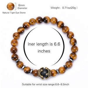 Nouveau charme mode bijoux naturels élasticité Antique couronne bleue oeil de tigre pierre perlé hommes <span class=keywords><strong>Bracelet</strong></span> - Product Image 2