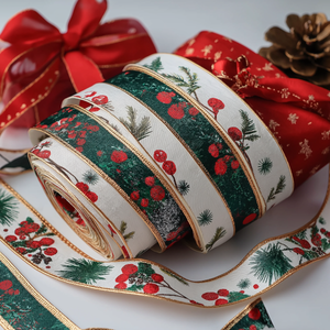 Ruban en satin gros-grain en tissu polyester avec logo personnalisé INFFY, 50/100 yards, couleur et taille personnalisées, décoration de Noël, cadeau - Product Image 2