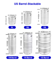 Fût à bière en acier inoxydable standard américain : 5 gallons, 7,75 gallons, 15,5 gallons, fût à pression Sankey D-Coupler pour brasserie et bar