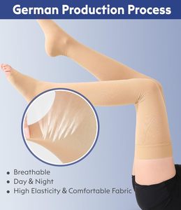 Calze a Compressione Medica Unisex <span class=keywords><strong>con</strong></span> Punta Aperta 20-30mmHg in Nylon Lavorato a Maglia <span class=keywords><strong>con</strong></span> Supporto Graduato Motivo Uniforme - Product Image 4